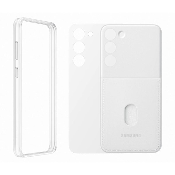 Samsung Galaxy S23+ Frame Cover-fodral med utbytbara baksidor, vit