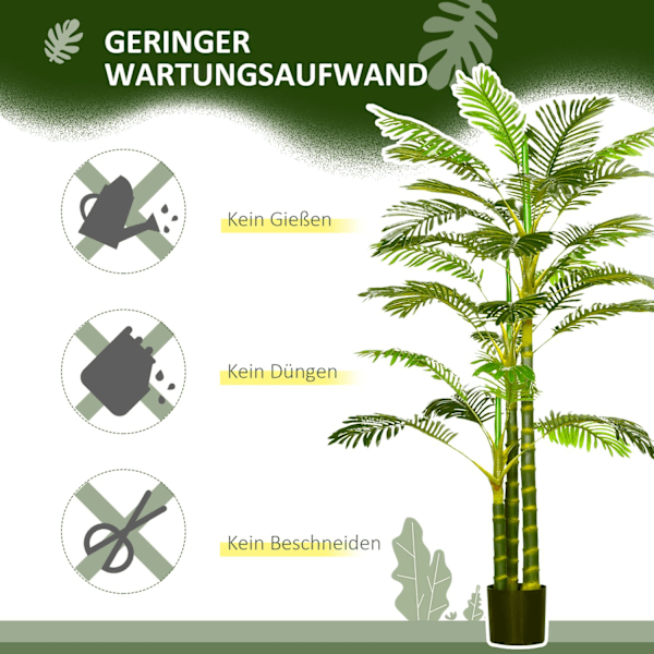 Kunstig Palme 190 cm Kunstig Plante, Kunstige Plastplanter i Pot Kunstig Palme, Falsk Plante til Stue Soveværelse Kontorhave Moderne Dekoration Gave