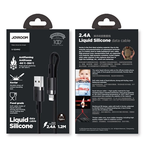iPhone USB - Lightning-kaapeli 2.4A 1.2m musta
