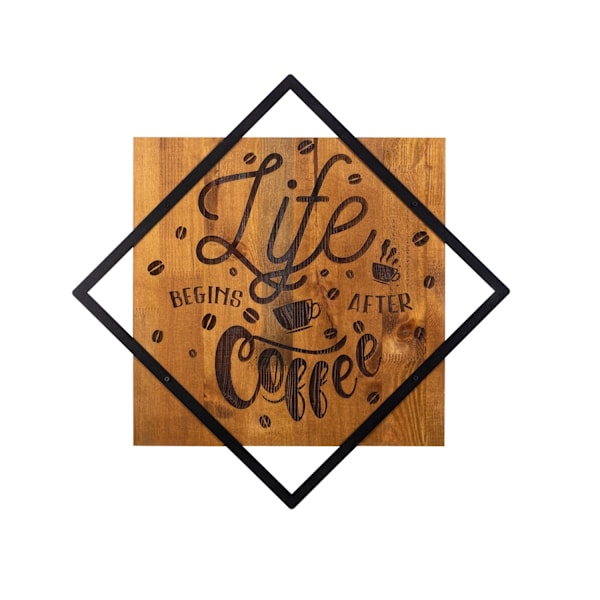 Dekorativa träväggstillbehör Livet börjar efter kaffe