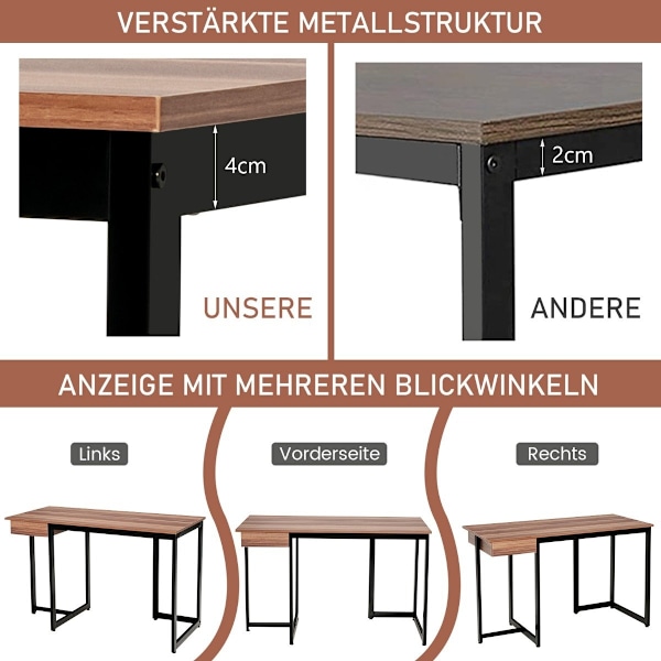 120 cm långt datorbord med låda & justerbara kuddar datorbord valnöt