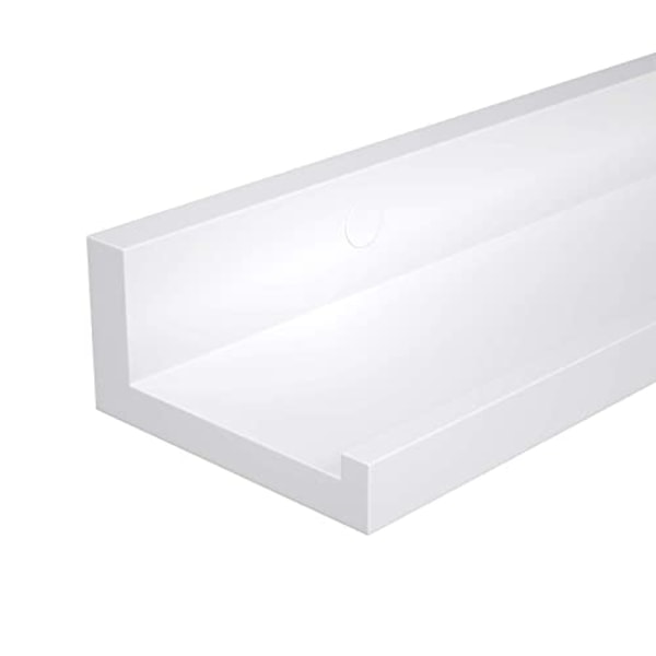 Elegant vita flytande hyllor Set - Högglans finish