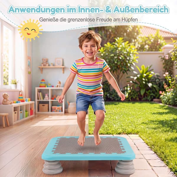 Mini-studsmatta för barn, 65 cm med halkfria fotplattor, blå
