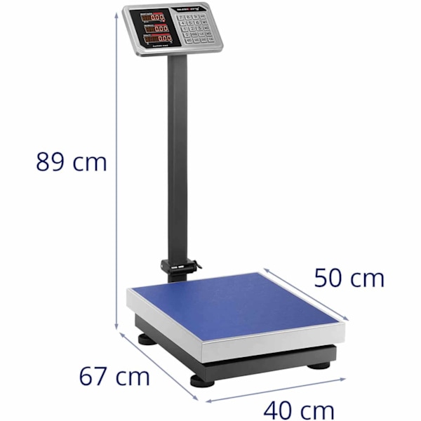 Lagerplatformsvægt med LED tæller 40 x 50 cm 150 kg / 20 g