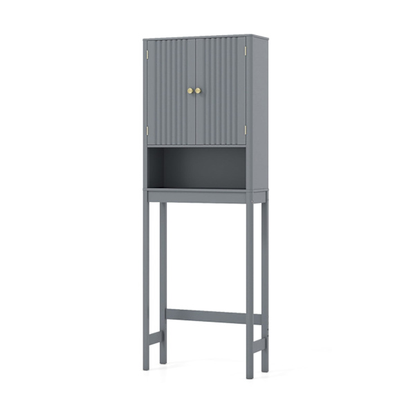 Toiletskab med justerbar hylde, grå MDF