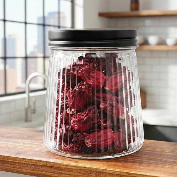 Glasbehållare för torrfoder med lock, 700 ml