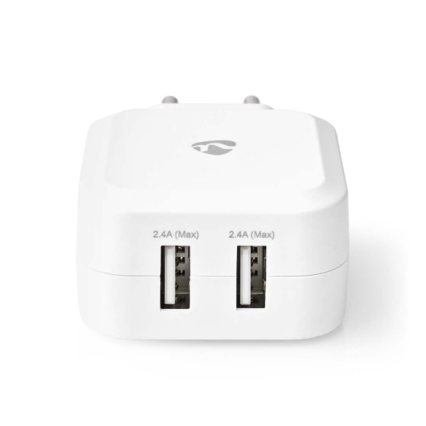 Väggladdare | 24 W | Snabbladdnings funktion | 2x 2.4 A A | Antal utgångar: 2 | 2x USB-A | Utan kabel | Single Voltage Output