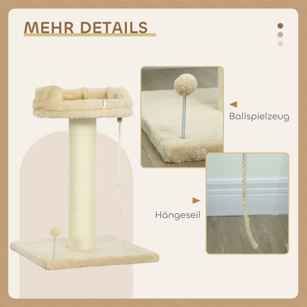 Kradsetræ med seng og legetøj, 55x55x83 cm, Beige