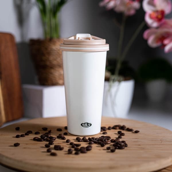 Vit termisk kopp, 18 oz, isolerad