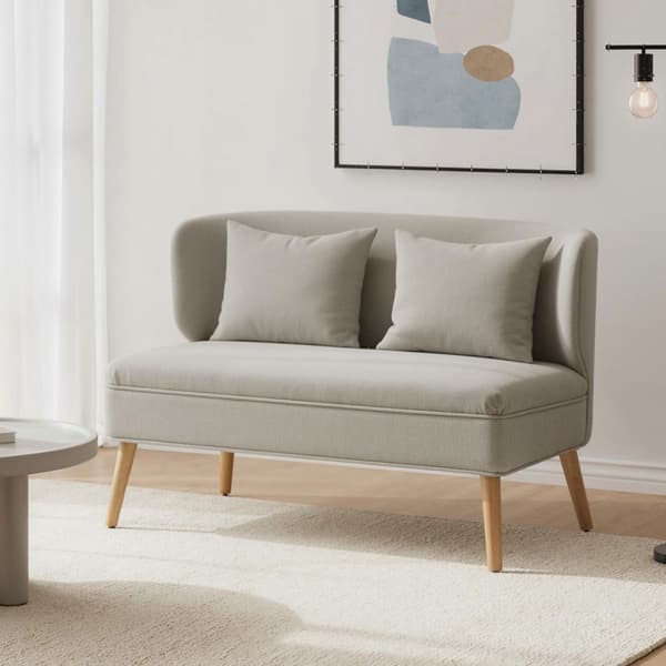 2-istuttava chenille-sohva, siipiselkänoja, kumipuujalat, beige