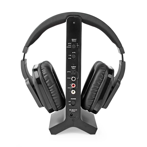 Trådløst TV hovedtelefoner | RF | Over-Ear | Maksimal batteritid: 8 timer | 25 m | Digital lyd | Opladningsstation | Sort