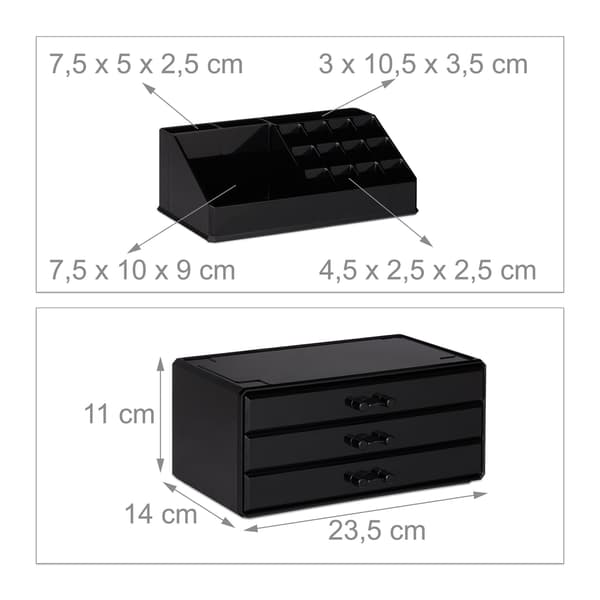 Meikkisäilytys 3 laatikolla