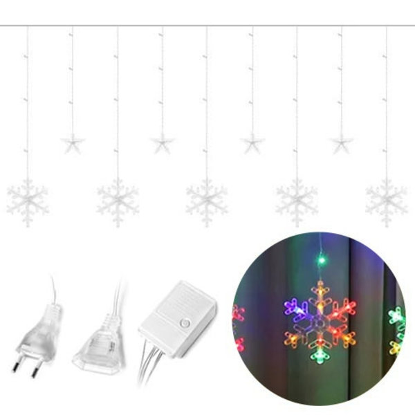Valot lumihiutaleet tähdet Jouluvalot verho 138LED