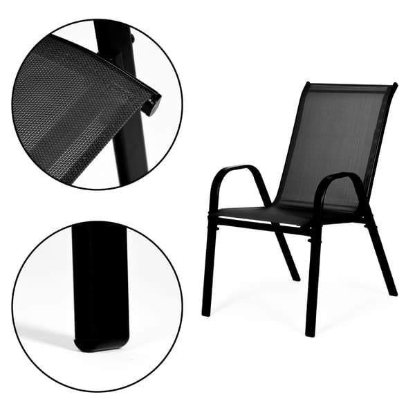 Sæt med 4 havestole til terrasse eller altan Sort MultiGarden