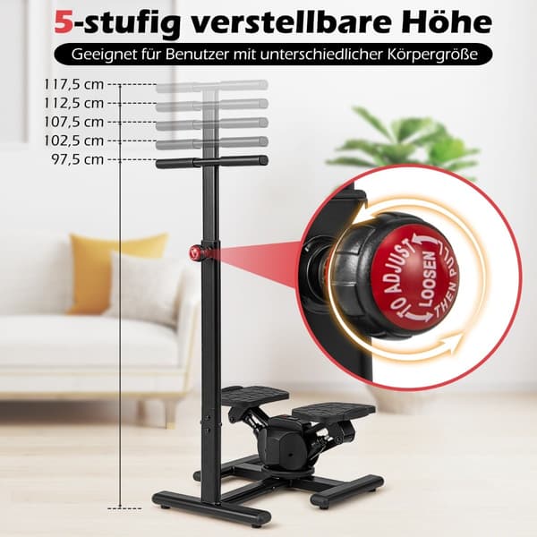 Twist Trappetrappe med justerbart håndtag og LCD-display