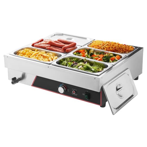 Kommerciel Bain Marie-madvarmer, 1500W, 6 pander