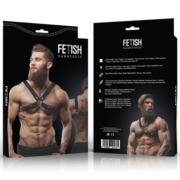 Fetish Submissive Attitude - Justerbar Eco-Læder Cross Chest Bulldog-sele til mænd