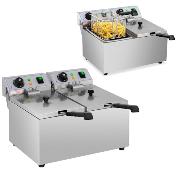 Elektrisk catering dubbelfritös 230 V 2 x 3200W 2 x 8 L