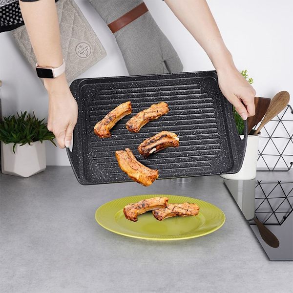 Grillplade i aluminium med non-stick granitbelægning