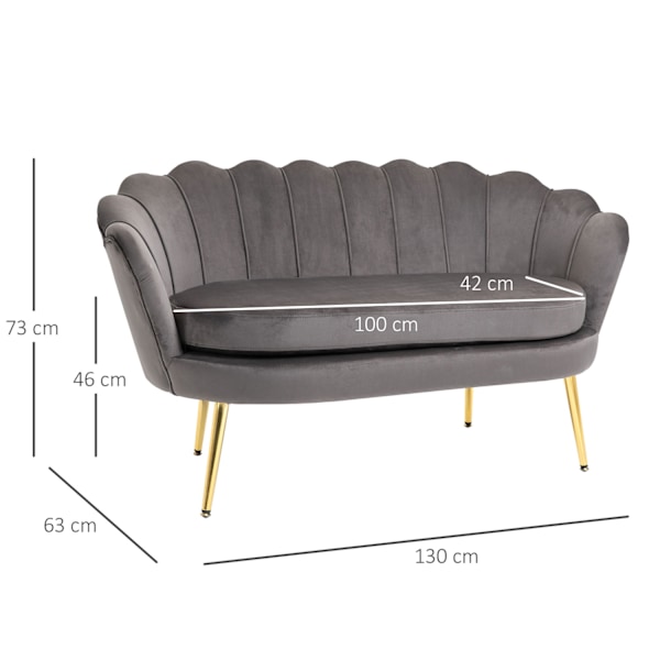 2-Personers Stofsofa, 2-Personers Loungesofa Med Bløde, Generøse Hynder, Polstret Sofa, Siddepladser, Polstrede Møbler, Designsofa, Elegant Fløjlspoly