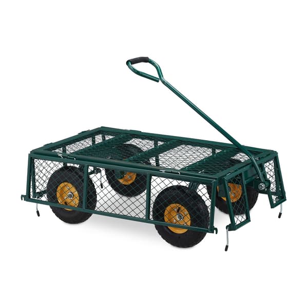 Grön Heavy-Duty-vagn med gula fälgar