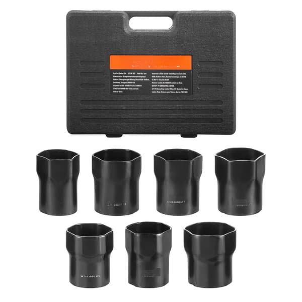 Hjulleje-låsemøtrik-topnøglesæt, 1/2-tommer drev, 7 dele