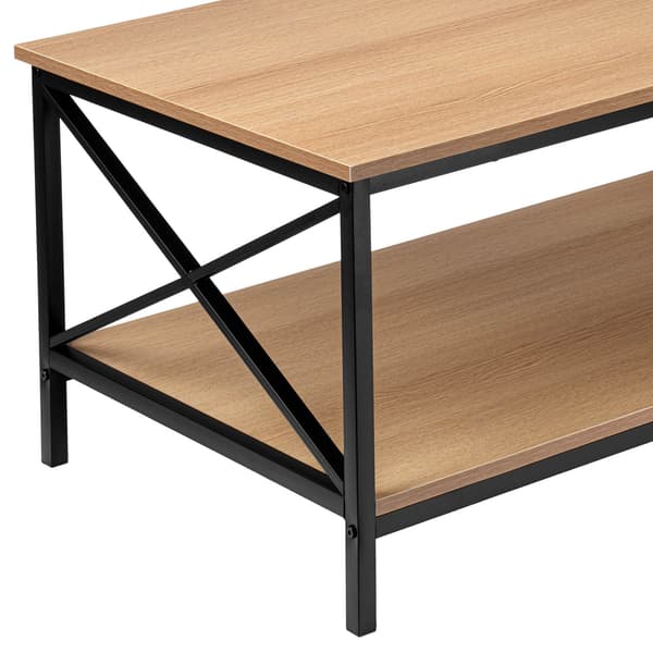 Sofabord med hylde, moderne egetræ, 100x55 cm