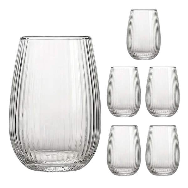 Set med 6 transparenta glasmuggar, 400 ml kapacitet