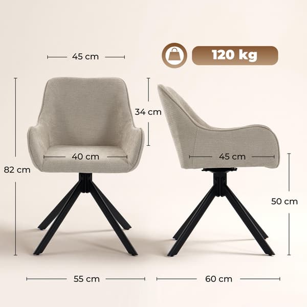 Beige snurrstolar med armstöd, set om 2