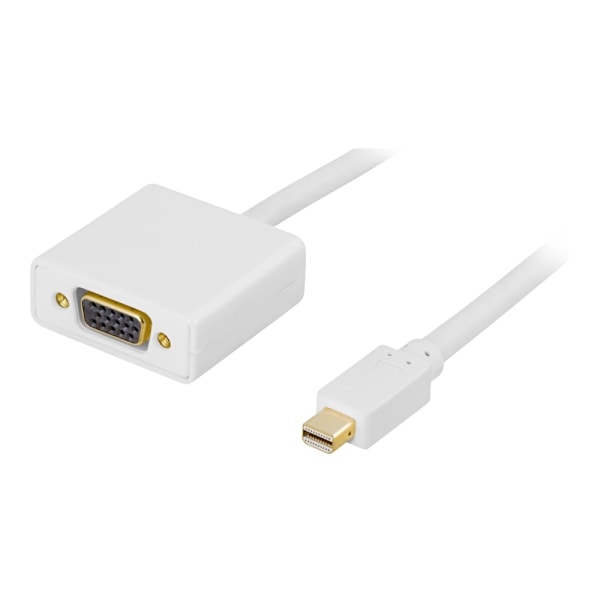 DELTACO - DisplayPort-kabel - Mini DisplayPort (han) til HD-15 (VGA) (hun) - 1 m - hvid