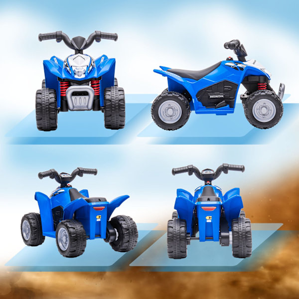 Elektrisk Quad Miniquad Børne Elektrisk ATV Børnequad med LED og horn Børnemotorcykel Børnebil Elbil til børn fra 18 måneder Metalblå 65,5 x 38,5 x 43