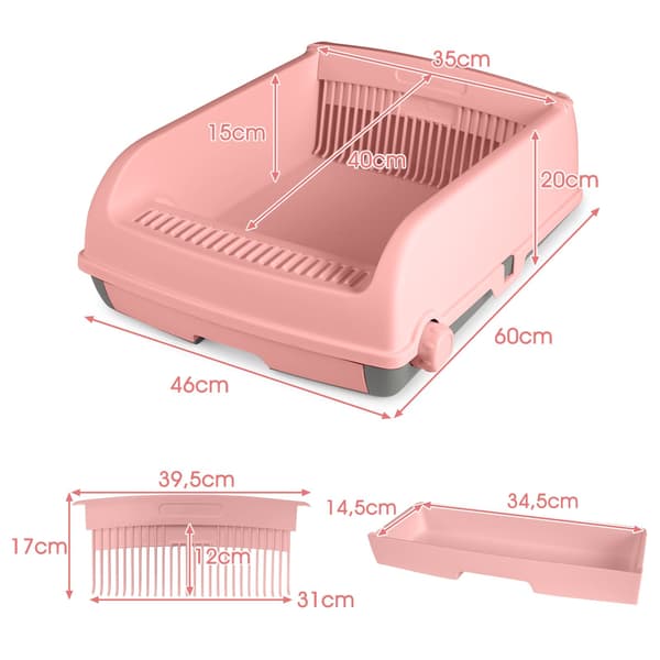 Halvautomatisk kattlåda, stänkskyddad, rosa