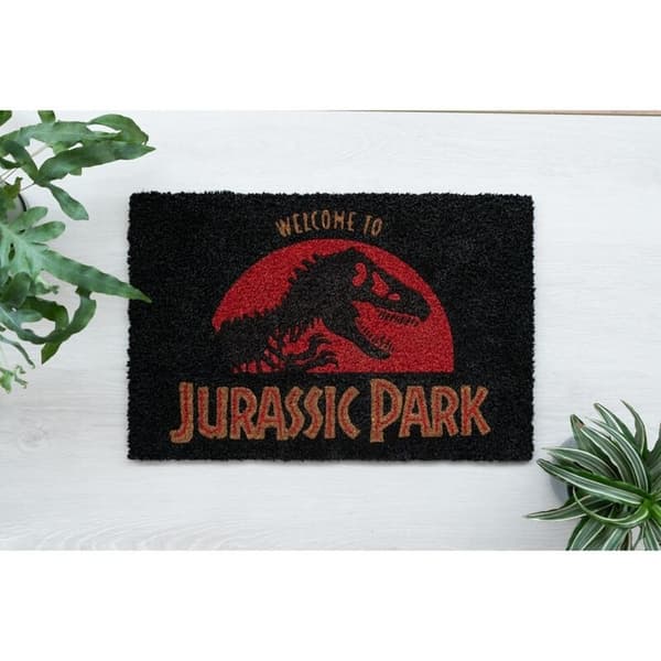 Jurassic Park dørmåtte, indendørs/udendørs brug, slidstærkt materiale