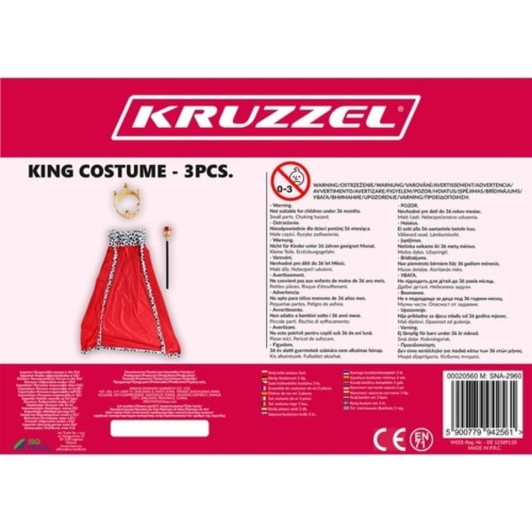 Konge kostume sæt 3 stk. Kruzzel 20560