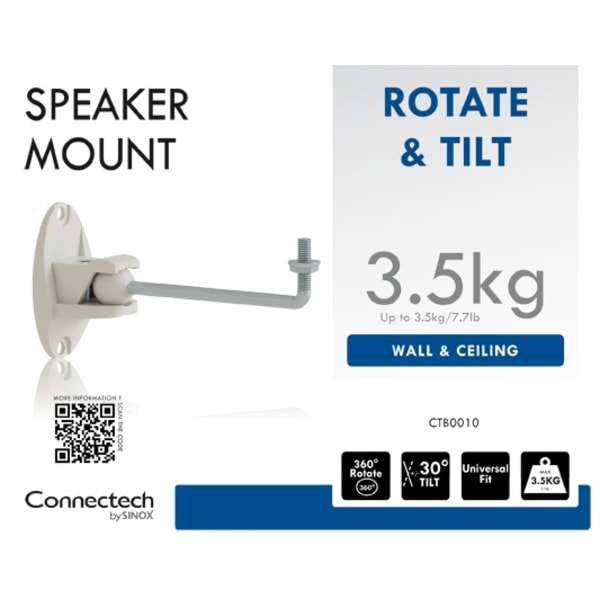 Connectech SONOS® PLAY1 kaiutinjousitus. Valkoinen