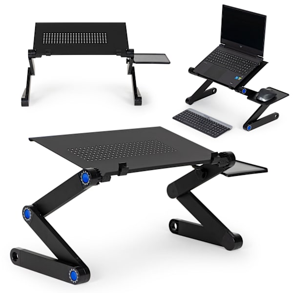 Bordstativ, aluminiumsholder til bærbar computer, foldbar, justerbar, 2 plader
