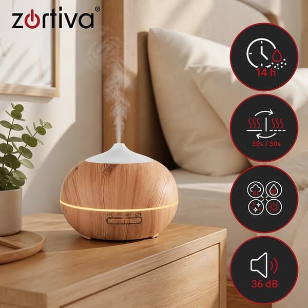 Aromdiffusor Luftfuktare 400 ml med fjärrkontroll, 8 LED-färger, timer