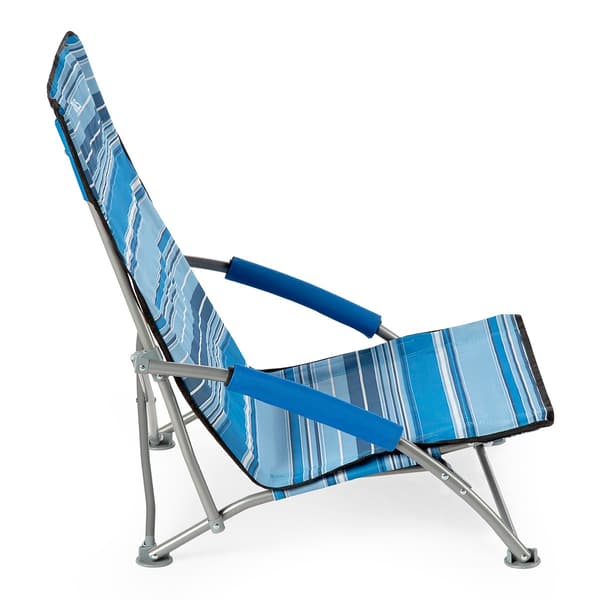 Strandstol, blå-hvid, foldbar, letvægts