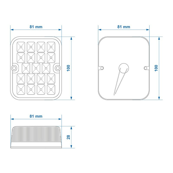 Tågebaglygte 100x81mm 19LED
