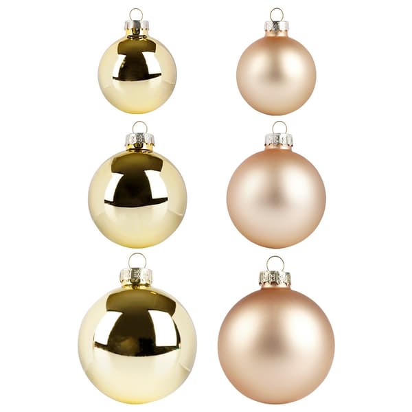 Julgranskulor i glas, guld, 4/5/6 cm, 34 st.