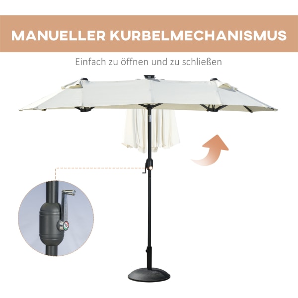 Parasol, 295 X 219 Cm Dobbelt Parasol, Haveparasol Med Led, Mark