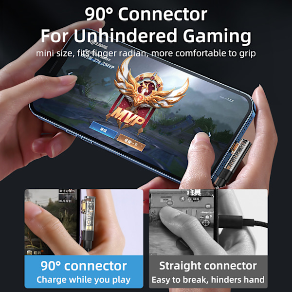 Vinklad kabel för iPhone USB-A - Ligtning 2,4A 1,2m blå