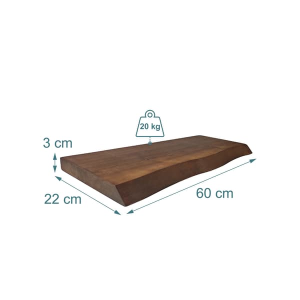 Live Edge massivt trähylla – Rustik svävande design