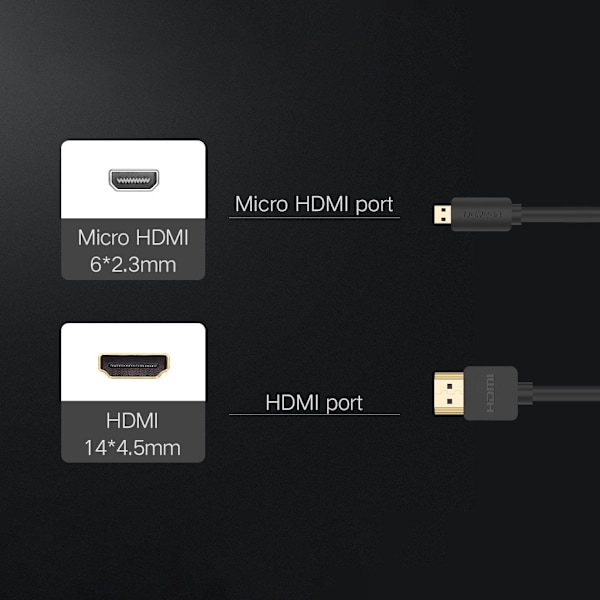 Audio Video kabel microHDMI - HDMI 2.0 1m sort