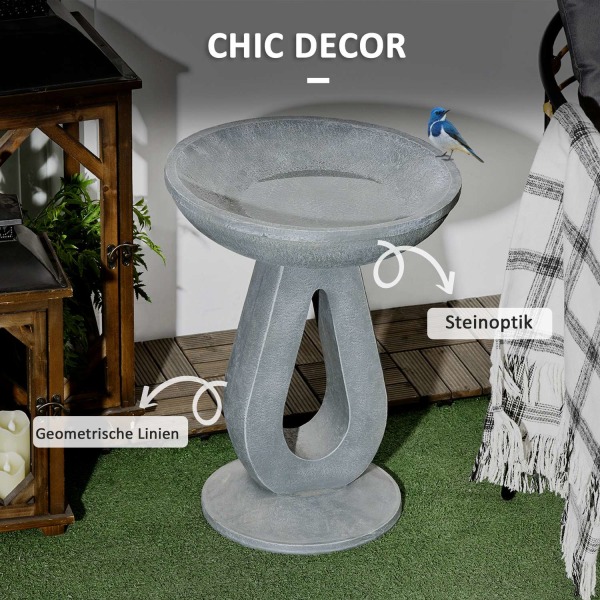 Bird Bath Stone Look -Telineellä, Bird Feeder, Wild Bird Bath Puutarhaan Ja Parvekkeelle, Harmaa, 51Cm