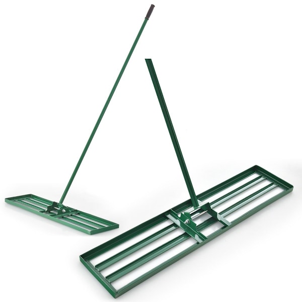 Utjämningsräfsa med ergonomiskt handtag, robust gräsmatta, utjämningsräfsa, ytutjämnare, 106 x 25 cm, grön