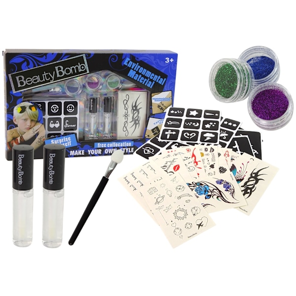 Sparkling Kids Tattoo Kit: Sikre, sjove glitterstencils til fester