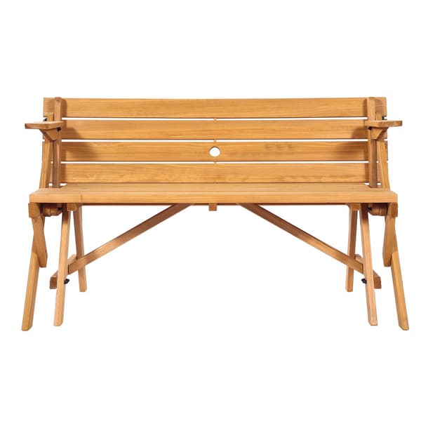 2-i-1 konvertibelt picknickbordsset, granträ, paraplyhål