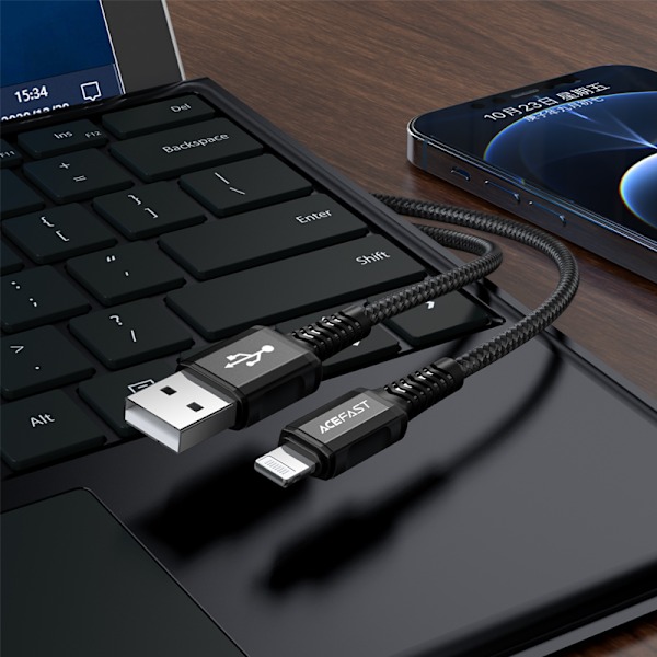 MFI-kabel för iPhone USB - Lightning 2.4A 1.2m svart