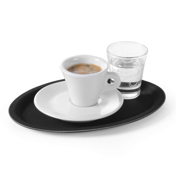 Anti-halk oval servisbricka 16x23cm - svart